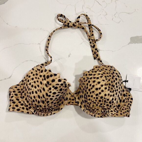 Shade & Shore Animal Print Halter Bikini Top - Picture 2 of 5